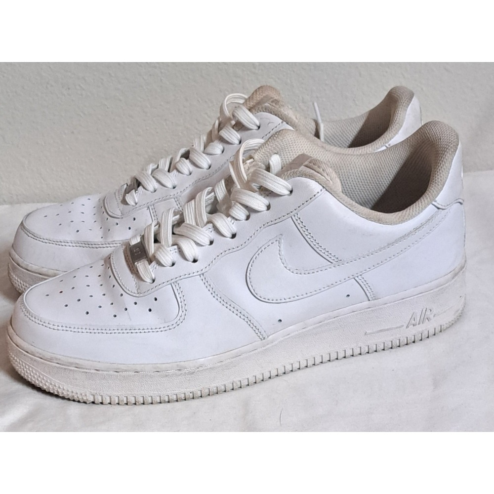 Nike Air Force 1 Low White Leather Sneakers Men's Size 9.5 AF1 Classic - Picture 4 of 5
